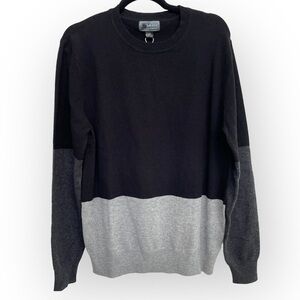 Loft 604 Mens Neutral Color Blocked 100% Australian Merino Wool Sweater Size L